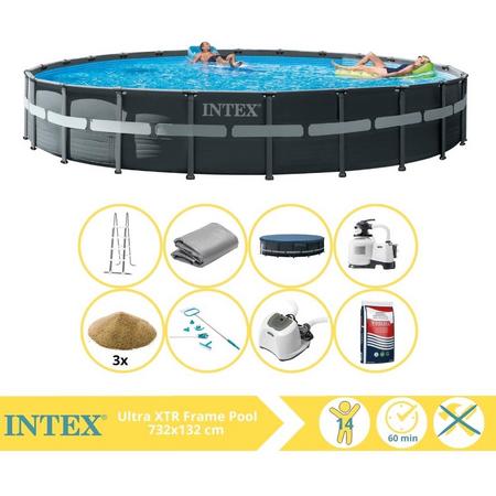 Intex Ultra XTR Frame Zwembad - Opzetzwembad - 732x132 cm - Inclusief Filterzand, Onderhoudsset, Zoutsysteem en Zout
