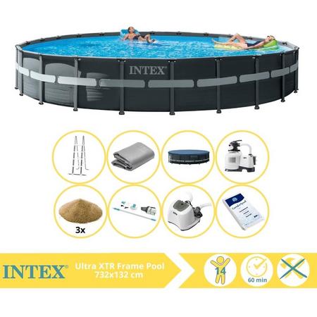 Intex Ultra XTR Frame Zwembad - Opzetzwembad - 732x132 cm - Inclusief Filterzand, Stofzuiger, Zoutsysteem en Zout