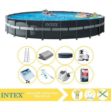 Intex Ultra XTR Frame Zwembad - Opzetzwembad - 732x132 cm - Inclusief Glasparels, Onderhoudsset, Zoutsysteem en Zout