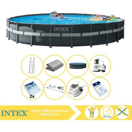 Intex Ultra XTR Frame Zwembad - Opzetzwembad - 732x132 cm - Inclusief Glasparels, Stofzuiger, Zoutsysteem en Zout