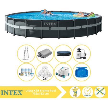 Intex Ultra XTR Frame Zwembad - Opzetzwembad - 732x132 cm - Inclusief Onderhoudspakket, Filterbollen, Luxe Zwembad Stofzuiger en Voetenbad