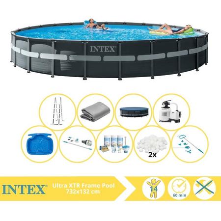 Intex Ultra XTR Frame Zwembad - Opzetzwembad - 732x132 cm - Inclusief Onderhoudspakket, Filterbollen, Onderhoudsset, Stofzuiger en Voetenbad