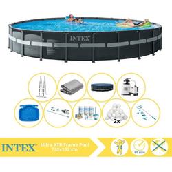   Ultra XTR Frame Zwembad - Opzetzwembad - 732x132 cm - Inclusief Onderhoudspakket, Filterbollen, Onderhoudsset, Stofzuiger en Voetenbad