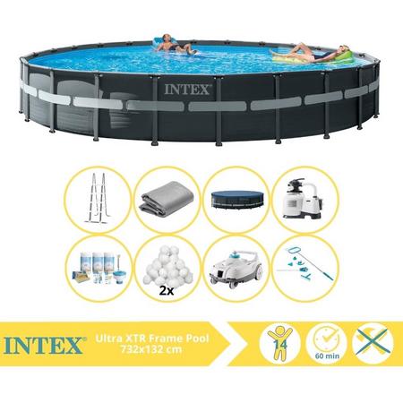 Intex Ultra XTR Frame Zwembad - Opzetzwembad - 732x132 cm - Inclusief Onderhoudspakket, Filterbollen, Onderhoudsset en Zwembad Stofzuiger