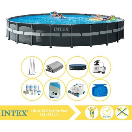 Intex Ultra XTR Frame Zwembad - Opzetzwembad - 732x132 cm - Inclusief Onderhoudspakket, Filterzand, Luxe Zwembad Stofzuiger en Voetenbad