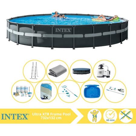 Intex Ultra XTR Frame Zwembad - Opzetzwembad - 732x132 cm - Inclusief Onderhoudspakket, Filterzand, Onderhoudsset, Stofzuiger en Voetenbad