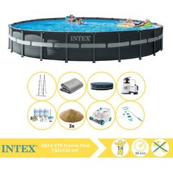   Ultra XTR Frame Zwembad - Opzetzwembad - 732x132 cm - Inclusief Onderhoudspakket, Filterzand, Onderhoudsset en Luxe Zwembad Stofzuiger