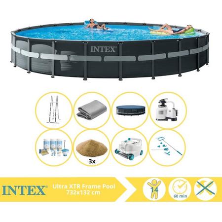 Intex Ultra XTR Frame Zwembad - Opzetzwembad - 732x132 cm - Inclusief Onderhoudspakket, Filterzand, Onderhoudsset en Luxe Zwembad Stofzuiger