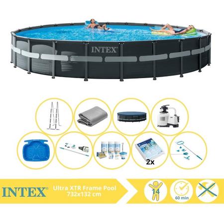 Intex Ultra XTR Frame Zwembad - Opzetzwembad - 732x132 cm - Inclusief Onderhoudspakket, Glasparels, Onderhoudsset, Stofzuiger en Voetenbad