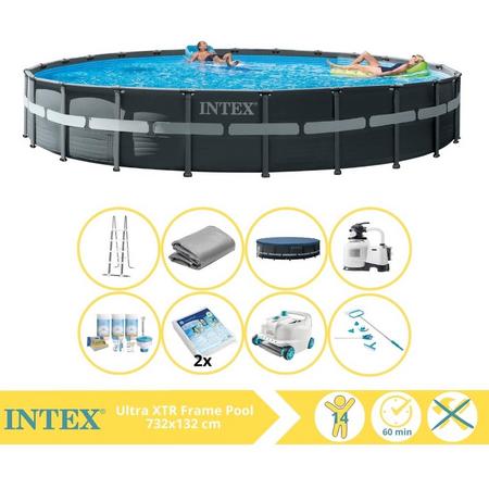Intex Ultra XTR Frame Zwembad - Opzetzwembad - 732x132 cm - Inclusief Onderhoudspakket, Glasparels, Onderhoudsset en Luxe Zwembad Stofzuiger