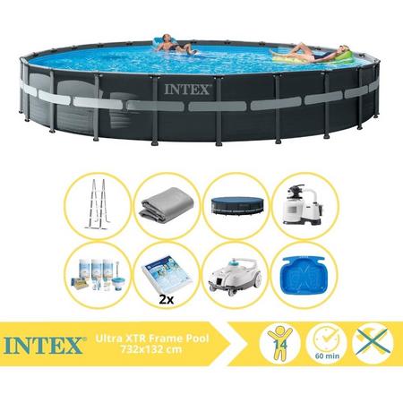 Intex Ultra XTR Frame Zwembad - Opzetzwembad - 732x132 cm - Inclusief Onderhoudspakket, Glasparels, Zwembad Stofzuiger en Voetenbad