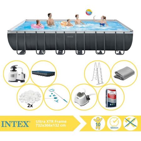 Intex Ultra XTR Frame Zwembad - Opzetzwembad - 732x366x132 cm - Inclusief Filterbollen, Onderhoudsset, Zoutsysteem en Zout