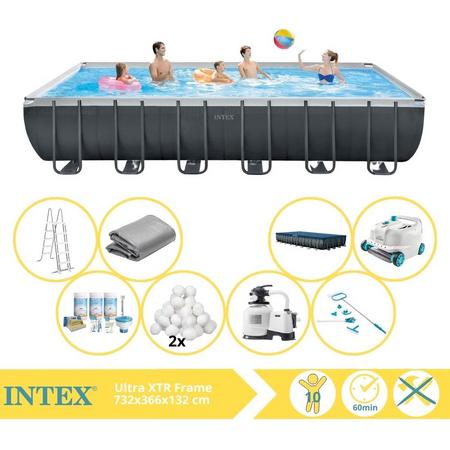 Intex Ultra XTR Frame Zwembad - Opzetzwembad - 732x366x132 cm - Inclusief Onderhoudspakket, Filterbollen, Onderhoudsset en Zwembad Stofzuiger