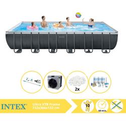   Ultra XTR Frame Zwembad - Opzetzwembad - 732x366x132 cm - Inclusief Onderhoudspakket, Filterbollen, Stofzuiger en Warmtepomp CP