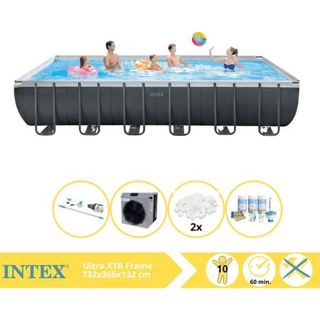 Intex Ultra XTR Frame Zwembad - Opzetzwembad - 732x366x132 cm - Inclusief Onderhoudspakket, Filterbollen, Stofzuiger en Warmtepomp CP