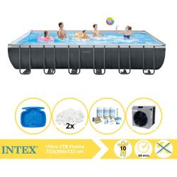   Ultra XTR Frame Zwembad - Opzetzwembad - 732x366x132 cm - Inclusief Onderhoudspakket, Filterbollen, Voetenbad en Warmtepomp CP