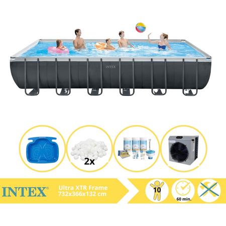 Intex Ultra XTR Frame Zwembad - Opzetzwembad - 732x366x132 cm - Inclusief Onderhoudspakket, Filterbollen, Voetenbad en Warmtepomp CP