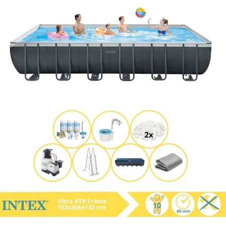 Intex Ultra XTR Frame Zwembad - Opzetzwembad - 732x366x132 cm - Inclusief Onderhoudspakket, Filterbollen en Skimmer