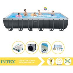   Ultra XTR Frame Zwembad - Opzetzwembad - 732x366x132 cm - Inclusief Onderhoudspakket, Filterzand, Luxe Zwembad Stofzuiger en Warmtepomp CP