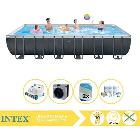 Intex Ultra XTR Frame Zwembad - Opzetzwembad - 732x366x132 cm - Inclusief Onderhoudspakket, Filterzand, Luxe Zwembad Stofzuiger en Warmtepomp CP