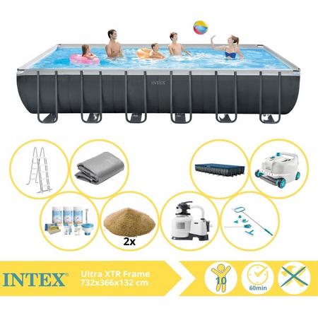 Intex Ultra XTR Frame Zwembad - Opzetzwembad - 732x366x132 cm - Inclusief Onderhoudspakket, Filterzand, Onderhoudsset en Luxe Zwembad Stofzuiger