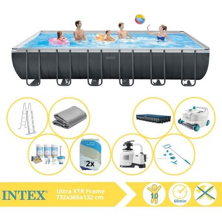 Intex Ultra XTR Frame Zwembad - Opzetzwembad - 732x366x132 cm - Inclusief Onderhoudspakket, Filterzand, Onderhoudsset en Zwembad Stofzuiger