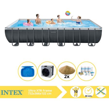Intex Ultra XTR Frame Zwembad - Opzetzwembad - 732x366x132 cm - Inclusief Onderhoudspakket, Filterzand, Voetenbad en Warmtepomp CP