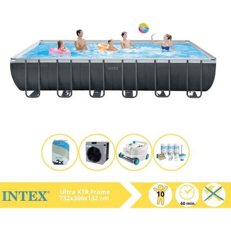 Intex Ultra XTR Frame Zwembad - Opzetzwembad - 732x366x132 cm - Inclusief Onderhoudspakket, Filterzand, Zwembad Stofzuiger en Warmtepomp CP