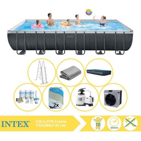 Intex Ultra XTR Frame Zwembad - Opzetzwembad - 732x366x132 cm - Inclusief Onderhoudspakket, Filterzand en Warmtepomp CP