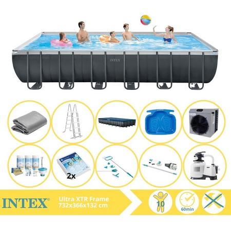 Intex Ultra XTR Frame Zwembad - Opzetzwembad - 732x366x132 cm - Inclusief Onderhoudspakket, Glasparels, Onderhoudsset, Stofzuiger, Voetenbad en Warmtepomp CP