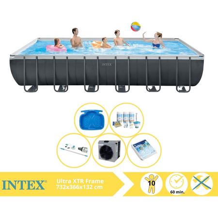 Intex Ultra XTR Frame Zwembad - Opzetzwembad - 732x366x132 cm - Inclusief Onderhoudspakket, Glasparels, Stofzuiger, Voetenbad en Warmtepomp CP