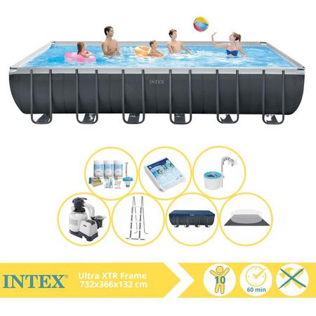 Intex Ultra XTR Frame Zwembad - Opzetzwembad - 732x366x132 cm - Inclusief Onderhoudspakket, Glasparels en Skimmer