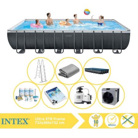 Intex Ultra XTR Frame Zwembad - Opzetzwembad - 732x366x132 cm - Inclusief Onderhoudspakket, Glasparels en Warmtepomp CP