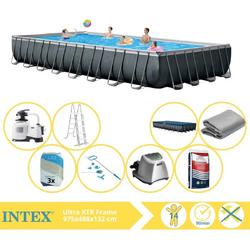 Intex Ultra XTR Frame Zwembad - Opzetzwembad - 975x488x132 cm - Inclusief Filterzand, Onderhoudsset, Zoutsysteem en Zout