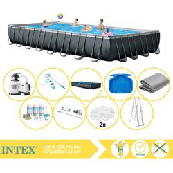 Intex Ultra XTR Frame Zwembad - Opzetzwembad - 975x488x132 cm - Inclusief Onderhoudspakket, Filterbollen, Onderhoudsset, Stofzuiger en Voetenbad