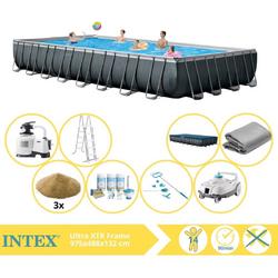Intex Ultra XTR Frame Zwembad - Opzetzwembad - 975x488x132 cm - Inclusief Onderhoudspakket, Filterzand, Onderhoudsset en Luxe Zwembad Stofzuiger