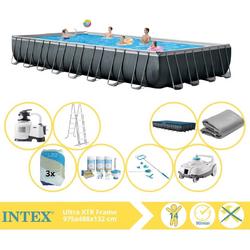 Intex Ultra XTR Frame Zwembad - Opzetzwembad - 975x488x132 cm - Inclusief Onderhoudspakket, Filterzand, Onderhoudsset en Zwembad Stofzuiger