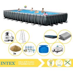 Intex Ultra XTR Frame Zwembad - Opzetzwembad - 975x488x132 cm - Inclusief Onderhoudspakket, Filterzand, Zwembad Stofzuiger en Voetenbad