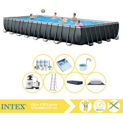Intex Ultra XTR Frame Zwembad - Opzetzwembad - 975x488x132 cm - Inclusief Onderhoudspakket, Glasparels en Skimmer