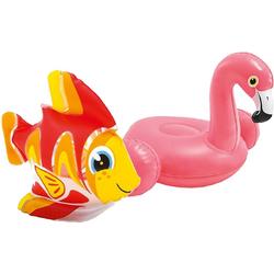   kleine opblaas dieren zwembad setje flamingo/vis 25 cm