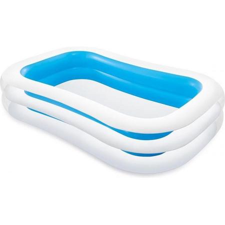 Intex opblaasbaar zwembad 262x175x56 cm - Family Pool - blauw/wit - opblaaszwembad