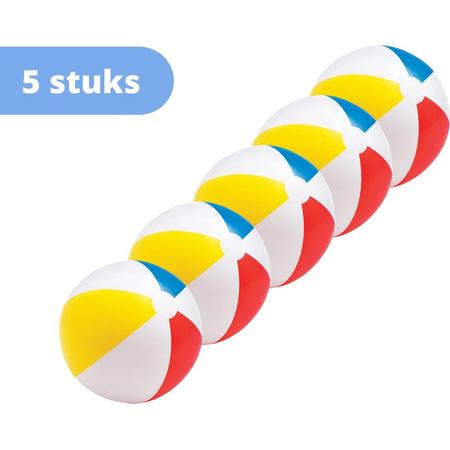 Intex strandbal - set van 5 - strandbal opblaasbaar - 50 cm - meerkleurig