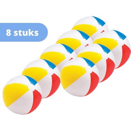 Intex strandbal - set van 8 - strandbal opblaasbaar - 50 cm - meerkleurig