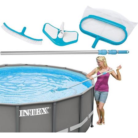 Intex zwembad schoonmaakset onderhoudsset de luxe - schoonmaakborstel, stofzuiger, schepnet en telescopische steel