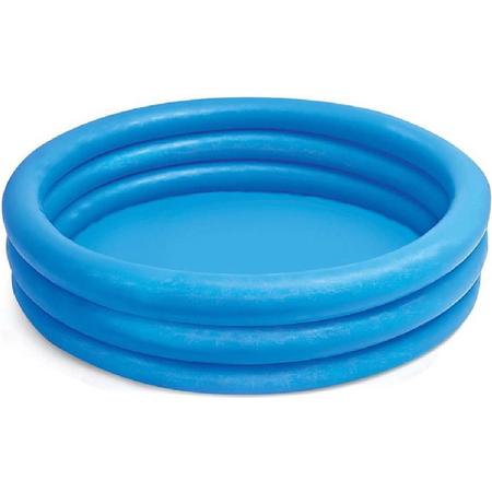 Zwembad rond afm. 168x38cm 3ringen opblaasbaar kleur blauw, opblaaszwembad