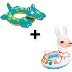 zwemband set - Opblaasbare krokodil en alpaca zwemband 66 cm - Zwembenodigdheden - Zwemringen - Dieren thema - Krokodil alpaca zwembanden voor kinderen