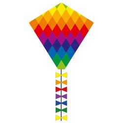 eenlijnskindervlieger Eddy Rainbow Patchwork 45 x 50 cm