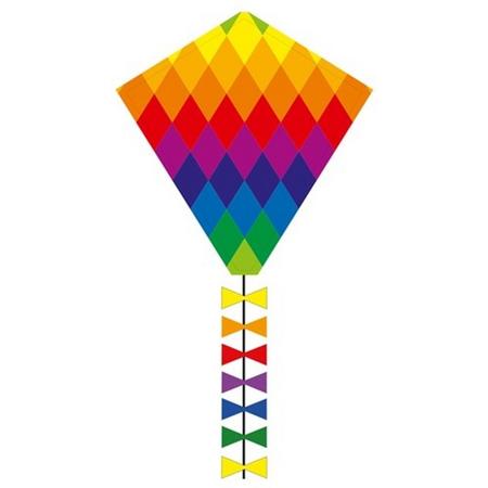 eenlijnskindervlieger Eddy Rainbow Patchwork 45 x 50 cm