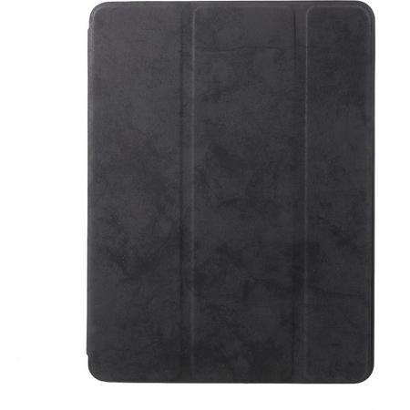 Retro drievoudige standaard lederen tablethoes met stylus pen opening voor iPad Pro 10.5-inch (2017) - zwart