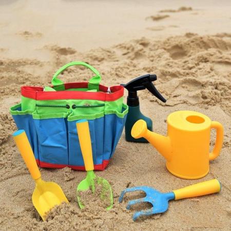 Isfield - 6-delige Tuingereedschap Kinderen Speelgoed – Zandbak Speelgoed- Gieter kind – Hark – Schep – Plantenspuit - Opbergtas - Strandschep